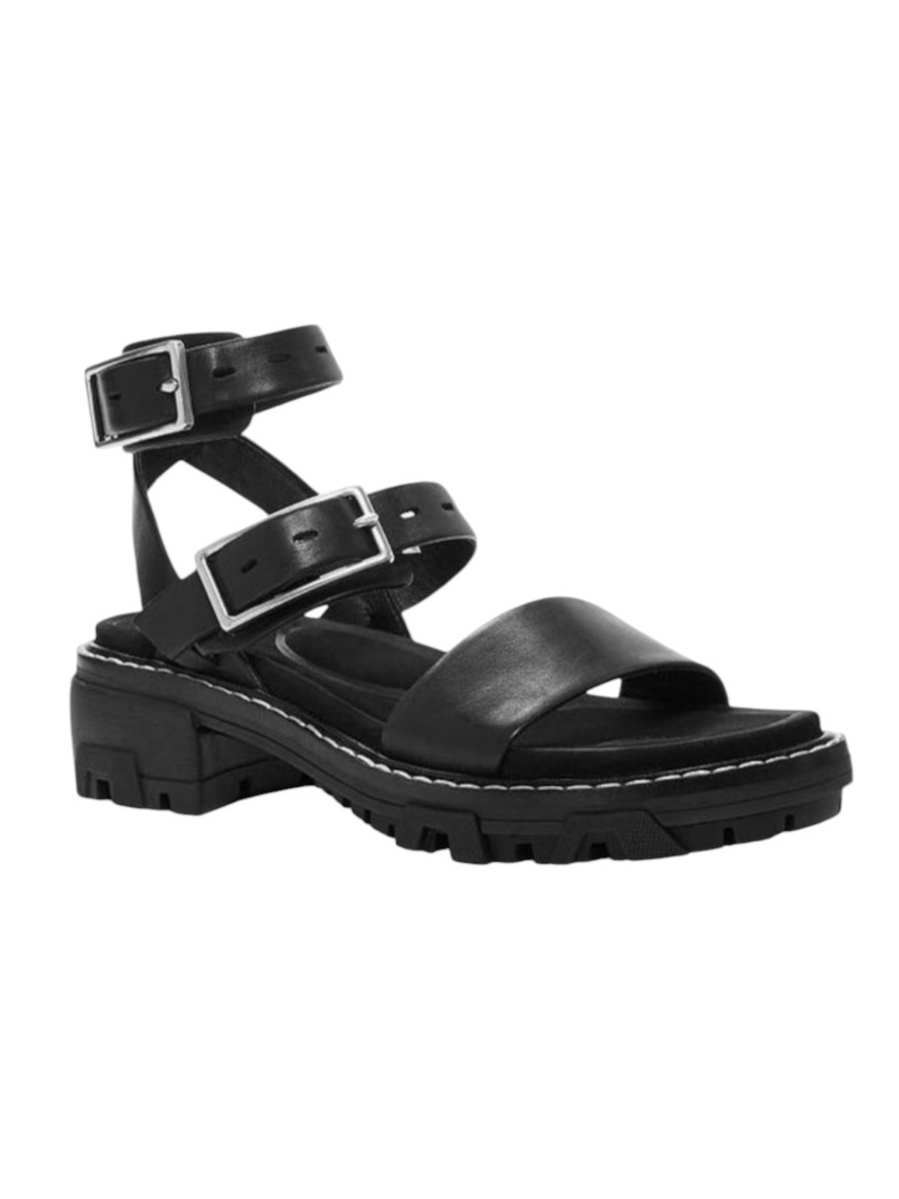 NWT Rag & Bone Shiloh Black Leather Chunky Buckle Sandal Size 36 or US 6
